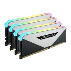 Corsair Vengeance RGB RT 32GB Memory Kit (4 x 8GB), DDR4, 3200MHz (PC4-25600), CL16, XMP 2.0, 10 LEDs, AMD Optimised, White Memory - Desktop