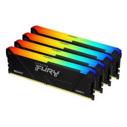 Kingston Fury Beast RGB 64GB Kit 4 x 16GB, DDR4, 3200MHz PC4-25600, CL16, XMP, DIMM Memory