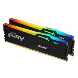 Kingston Fury Beast RGB 16GB Kit 2 x 8GB, DDR5, 6000MHz PC5-48000, CL40, 1.35V, ECC, XMP 3.0, AMD EXPO, PMIC, DIMM Memory