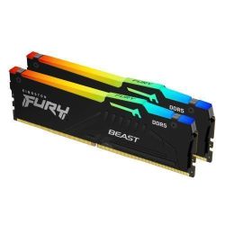 Kingston Fury Beast RGB 64GB Kit 2 x 32GB, DDR5, 6000MHz, CL36, 1.35V, ECC, PMIC, AMD EXPO & Intel XMP 3.0, Black, DIMM Memory