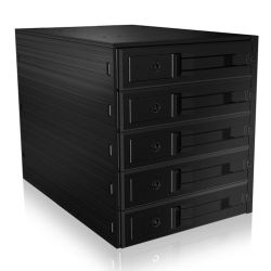 Icy Box IB-565SSK Backplane Removable Chassis - 5x 3.5 drives in a 3x 5.25 Rack, 80mm Fan, Temperature Alarm, Tray Lock