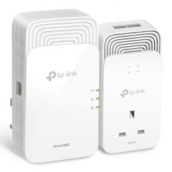 TP-LINK PGW2440 KIT G.hn2400 Powerline AX1800 Wi-Fi 6 Adapter Kit, AC Pass Through, GB LAN, EasyMesh-Compatible 