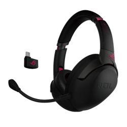 Asus ROG Strix Go 2.4 Wireless Gaming Headset, USB-C/3.5 mm Jack, AI Noise-Cancelling Mic, 25 Hour Battery Life, Electro Punk Headsets/Speakerphones