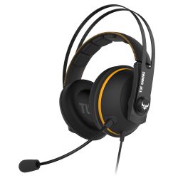 Asus TUF Gaming H7 7.1 Gaming Headset, 53mm Driver, 3.5mm Jack (USB Adapter), Boom Mic, Virtual Surround, Stainless-Steel Headband, Yellow Headsets