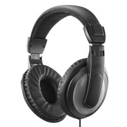Hama ShellTV II Headphones, 3.5mm Jack 6.35mm Adapter, 40mm Drivers, 6m Cable, Padded Headband, BlackDark Grey