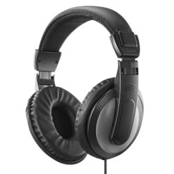 Hama Shell II Headphones, 3.5mm Jack 6.35mm Adapter, 40mm Drivers, 2m Cable, Padded Headband, BlackDark Grey