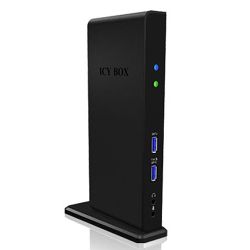 Icy Box IB-DK2241AC USB-A 11-in-1 Docking Station - 6x USB-A, DVI, HDMI, RJ45, 3.5mm Jack, 1x USB-A Charging