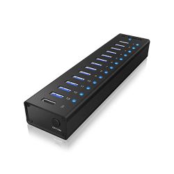 Icy Box External 13-Port USB 3.0 Hub, 13 x USB 3.0, 1x Charging Port, AC Power Adapater