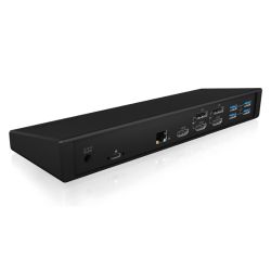 Icy Box IB-DK2244AC USB-AC 14-in-1 Docking Station w PD 60W - 1x USB-C, 5x USB-A, 3x HDMI, 2x DP, RJ45, Audio InOut