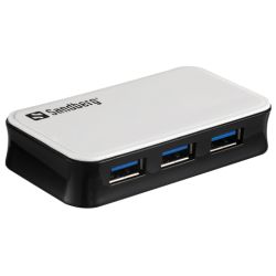 Sandberg External 4-Port USB 3.0 Hub, Overload Protection, MainsUSB Powered, 5 Year Warranty