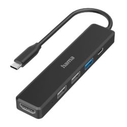 Hama External 4 Port USB-C Hub, USB Powered, 3 x USB-A , 1 x USB C Power Delivery, 1 x HDMI