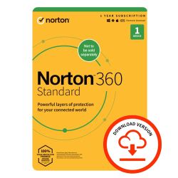 Norton 360 Standard 10x 1 Device, 1 Year ESDs - Ten 1 Device Licences via email - 10GB Cloud Storage - PC, Mac, iOS & Android *Non-enrolment*