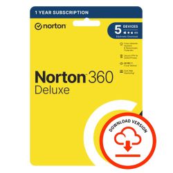Norton 360 Deluxe 1x 5 Device, 1 Year ESD - Single 5 Device Licence via email, 50GB Cloud Storage - PC, Mac, iOS & Android *Non-enrolment*