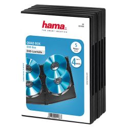 Hama Quad Box DVDBlu-Ray Jewel Cases, 4 Discs per case, 5 pack, Black