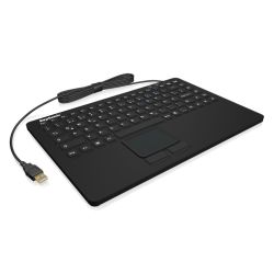 Icy Box Keysonic KSK-5230IN Industrial Mini USB Keyboard w Touchpad, IP68 Waterproof & Dustproof, Black