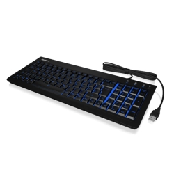 Keysonic Compact Soft-Touch Gaming Keyboard, USB, Blue LED Backlit, Anti-Ghosting, Quiet Keys Keyboards