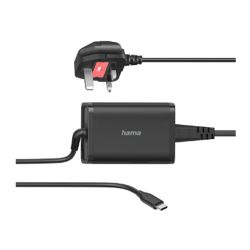 Hama Universal USB-C Notebook PSU, Power Delivery PD, 5-20V65W, Auto Select, Hook & Cable Tie