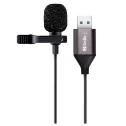 Sandberg Streamer USB Clip On Microphone, USB 2.0, 2m Cable, 5 Year Warranty