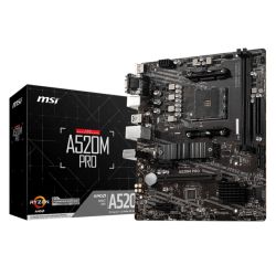 MSI A520M PRO, AMD A520, AM4, Micro ATX, 2 DDR4, VGA, HDMI, DP, GB LAN, 1x M.2