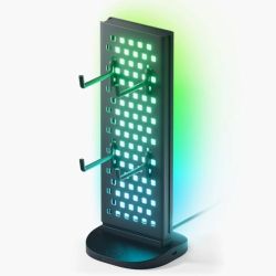 Nanoleaf Pegboard Desk Dock, USB Hub Base, 4 Pegboard Hooks, RGB Lighting with Real-time Screen MirroringMusic Visualisation