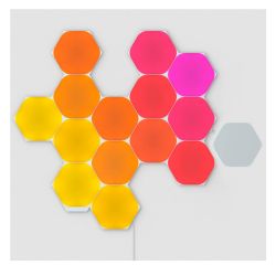 Nanoleaf Shapes Hexagons Starter Kit 15-Panels, RGB, Create an Illuminated Display, Ultra-Thin Panels, Screen MirrorMusic Reaction, AppVoiceManual Control