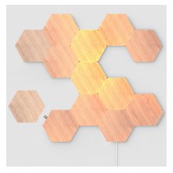 Nanoleaf Elements Hexagons Starter Kit 13-Panels, White Light, Wood Grain Finish, Create an Illuminated Display, Ultra-Thin Panels, Music Reaction, AppVoiceManual Control
