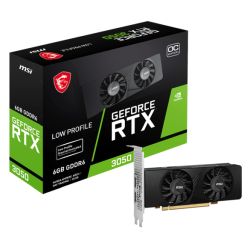 MSI RTX3050 LP 6G OC, 6GB DDR6, 2 HDMI, DP, 1492MHz Clock, Overclocked, Low Profile Bracket Included