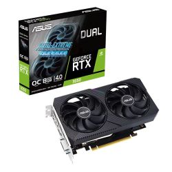 Asus DUAL RTX3050 OC V2, PCIe4, 8GB DDR6, HDMI, DP, DVI, 1852MHz Clock, RGB Lighting, Overclocked