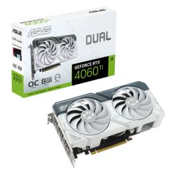 Asus DUAL RTX4060 Ti White OC, PCIe4, 8GB DDR6, HDMI, 3 DP, 2595MHz Clock, Overclocked 