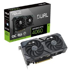 Asus DUAL RTX4060 OC, PCIe4, 8GB DDR6, HDMI, 3 DP, 2535MHz Clock, Overclocked 