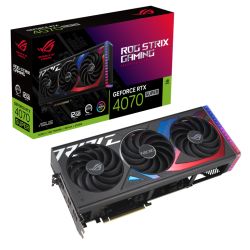 Asus ROG STRIX RTX4070 SUPER, PCIe4, 12GB DDR6X, 2 HDMI, 3 DP, 2505MHz Clock, RGB Lighting