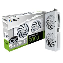 Palit RTX5060 White OC, PCIe5, 8GB DDR7, HDMI, 3 DP, 2527MHz Clock, RGB Lighting, Overclocked, Compact Design