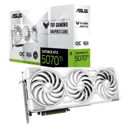 Asus TUF GAMING RTX5070 Ti OC White, PCIe5, 16GB DDR7, 2 HDMI, 3 DP, 2610MHz Clock, RGB Lighting, Overclocked