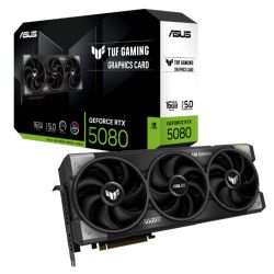 Asus TUF GAMING RTX5080, PCIe5, 16GB DDR7, 2 HDMI, 3 DP, 2640MHz Clock, RGB Lighting