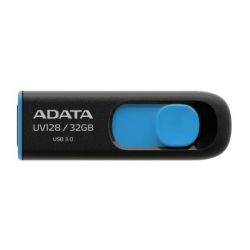 ADATA 32GB UV128 USB 3.0 Memory Pen, Retractable, Capless, Black & Blue