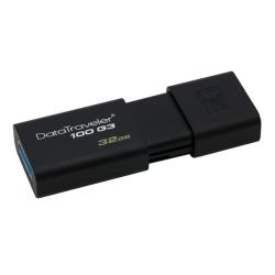 Kingston 32GB USB 3.0 Memory Pen, DataTraveler 100 G3, Black, Sliding Cap