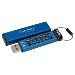 Kingston 32GB IronKey Keypad 200 Memory Pen, USB-A 3.2 Gen1, FIPS 140-3 w XTS-AES 256-bit Hardware Encryption, Alphanumeric PIN, RW 145115 MBs