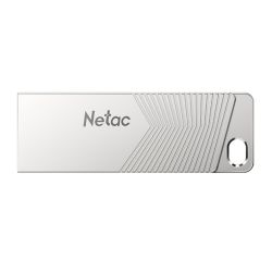 Netac 32GB UM1 USB 3.2 Memory Pen, Zinc Alloy Casing, Key Ring, Pearl Nickel Colour