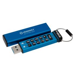 Kingston 512B IronKey Keypad 200 Memory Pen, USB-A 3.2 Gen1, FIPS 140-3 w XTS-AES 256-bit Hardware Encryption, Alphanumeric PIN, RW 280200 MBs