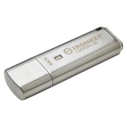 Kingston 64GB IronKey Locker+ 50 Memory Pen, USB-A 3.2 Gen1, FIPS 197-certified, XTS-AES 256-bit Encrypted w Auto USBtoCloud Backup, RW 145115 MBs