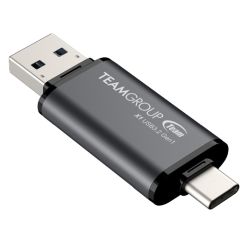 Team 64GB X1 USB-A & USB-C 3.2 Gen1 Memory Pen, 100MBs, Aluminium Alloy