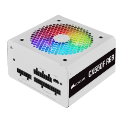 Corsair 550W CX-F RGB Series CX550F PSU, Fully Modular, Rifle Bearing Fan, 80+ Bronze, RGB Fan, White Power Supplies
