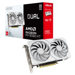 Asus DUAL RX9060 XT White, PCIe5, 16GB DDR6, HDMI, 2 DP, 3250MHz Clock, Compact SFF-Ready