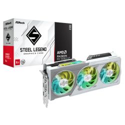 Asrock RX9060 XT Steel Legend 8GB OC, PCIe5, 8GB DDR6, HDMI, 2 DP, 3320MHz Clock, RGB, Overclocked, White
