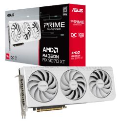 Asus PRIME RX9070 XT White OC, PCIe5, 16GB DDR6, HDMI, 3 DP, 3030MHz Clock, Overclocked, Compact SFF-Ready