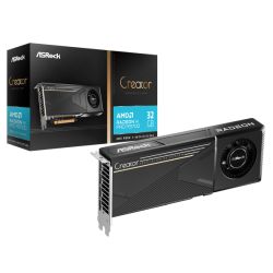 Asrock AI PRO R9700 Creator, PCIe5, 32GB DDR6, 4 DP, 2920MHz Clock, 12V-2x6 Power, Die-cast Metal Shroud, 2-Slot