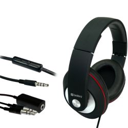 Sandberg (125-86) Play and Go Headset, 40mm Driver, Inline Microphone, 3.5mm Jack, Red & Black, 5 Year Warranty Headsets