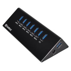 Sandberg External 7-Port USB-A Hub - 6x USB3.0 Data, 1x USB3.0 Charging, Aluminium, 5 Year Warranty