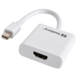 Sandberg Mini DisplayPort Male to HDMI Female Converter Cable, White, 5 Year Warranty
