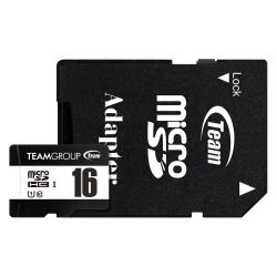 Team 16GB MicroSDHC UHS-I U1 C10 Card with SD Adapter, Class 10 UHS-I, Up to 80MBs